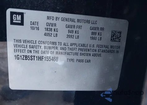 2017 Chevrolet Malibu Ls from USA, damaged, VIN 1G1ZB5ST1HF155468